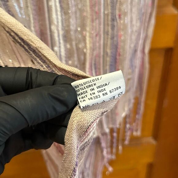 ALDO Sparkly Metallic Pink Purple Boho Bohemian Scarf Women’s - Picture 5 of 7